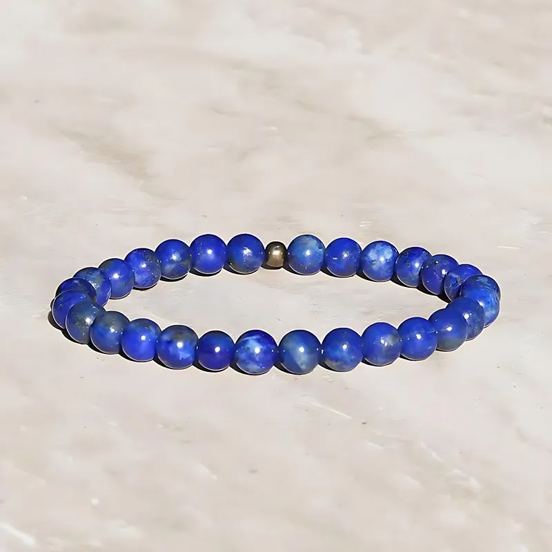 Compassion - Sixth Chakra, Genuine Lapis Lazuli Gemstone Mala Bracelet