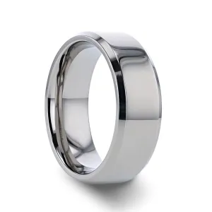 CORONAL | Silver Titanium Ring, Polished Finish, Beveled