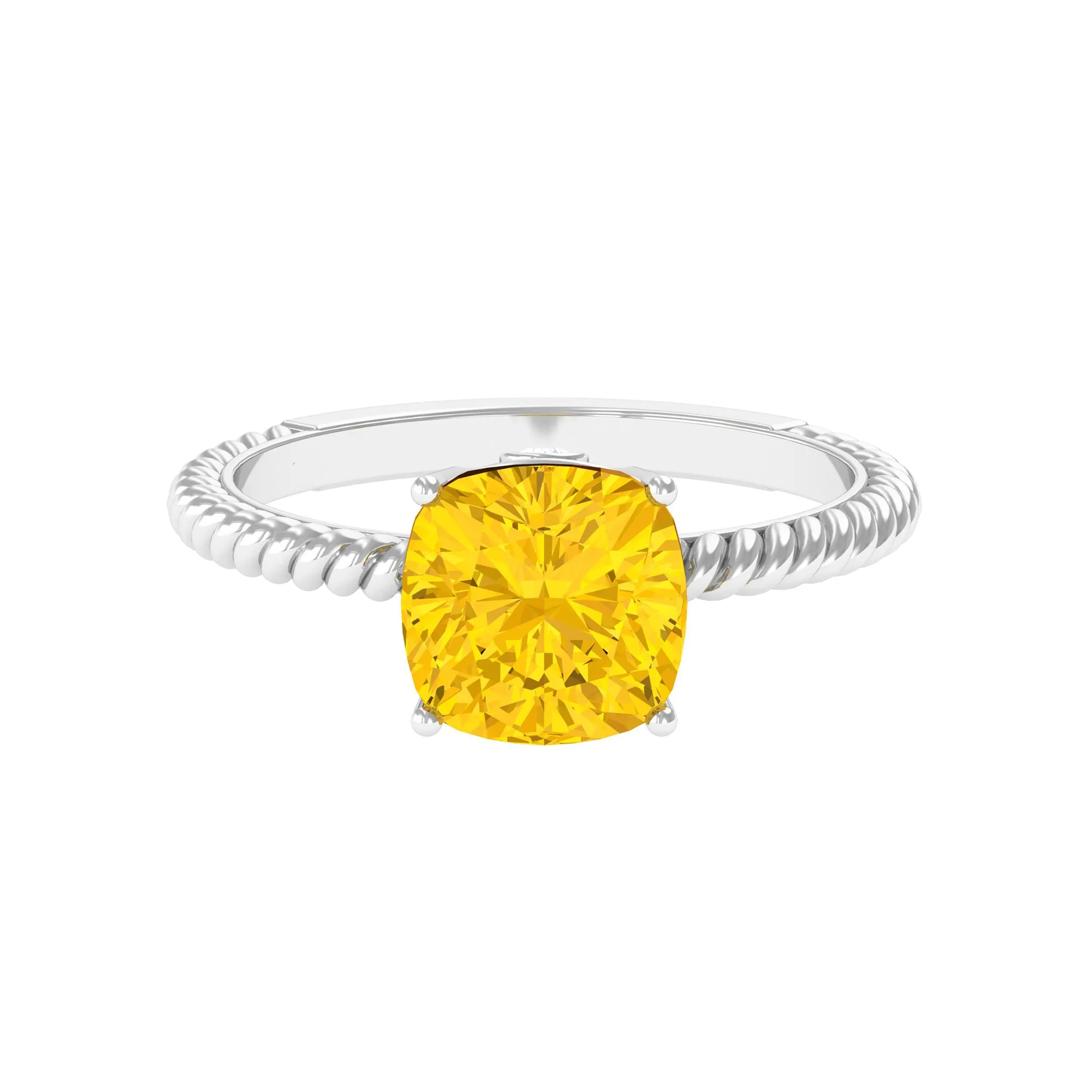 Created Yellow Sapphire Solitaire Engagement Ring