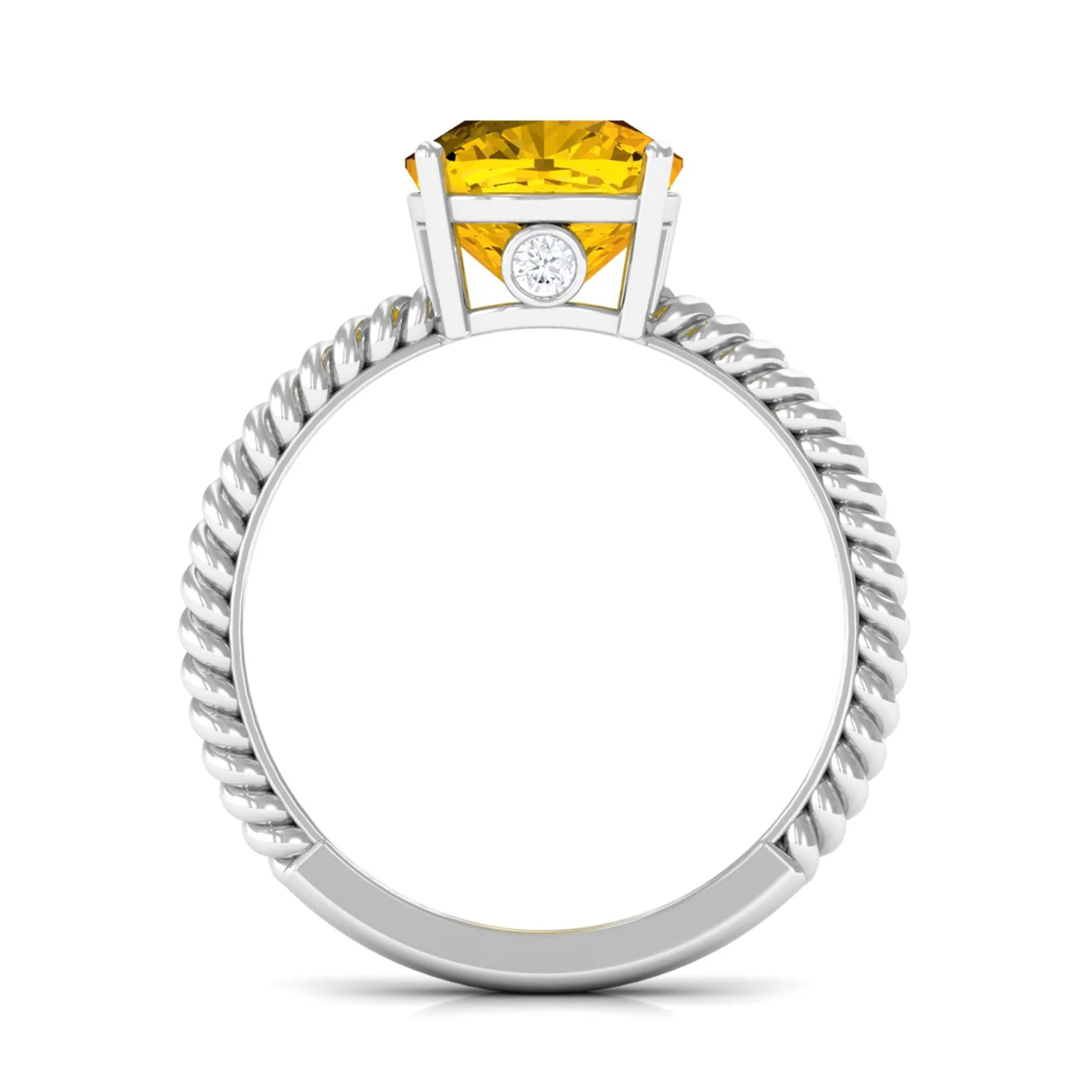 Created Yellow Sapphire Solitaire Engagement Ring