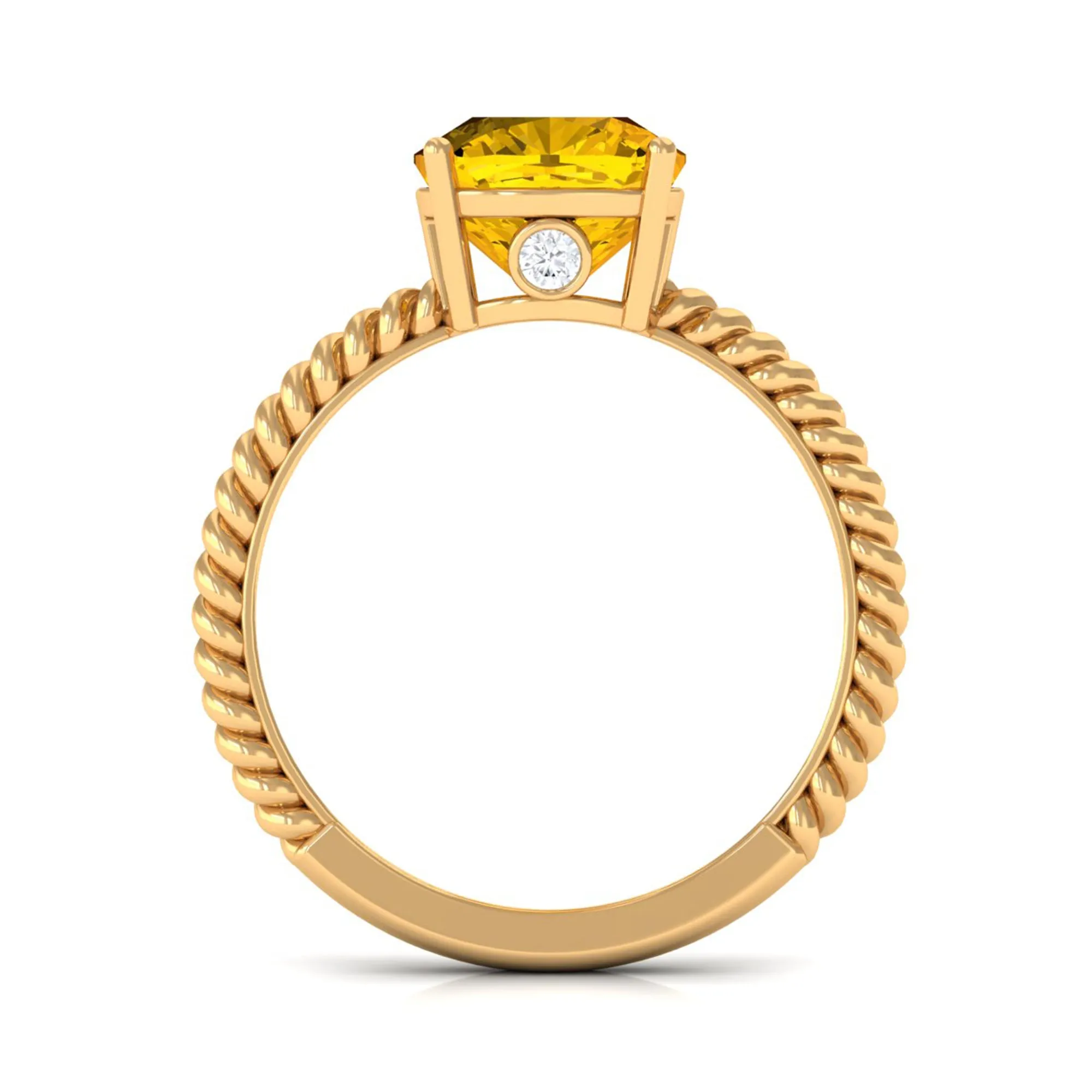 Created Yellow Sapphire Solitaire Engagement Ring