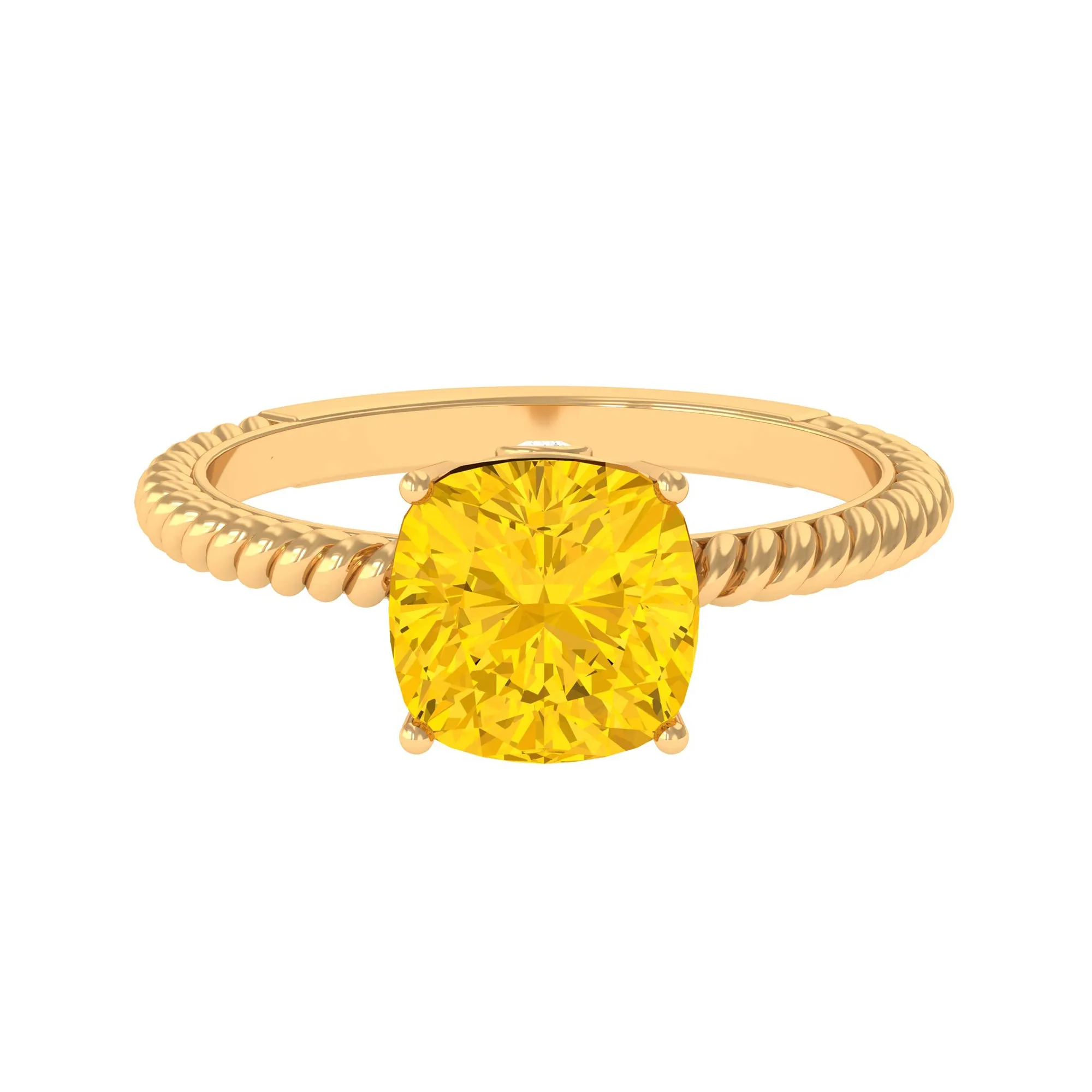 Created Yellow Sapphire Solitaire Engagement Ring