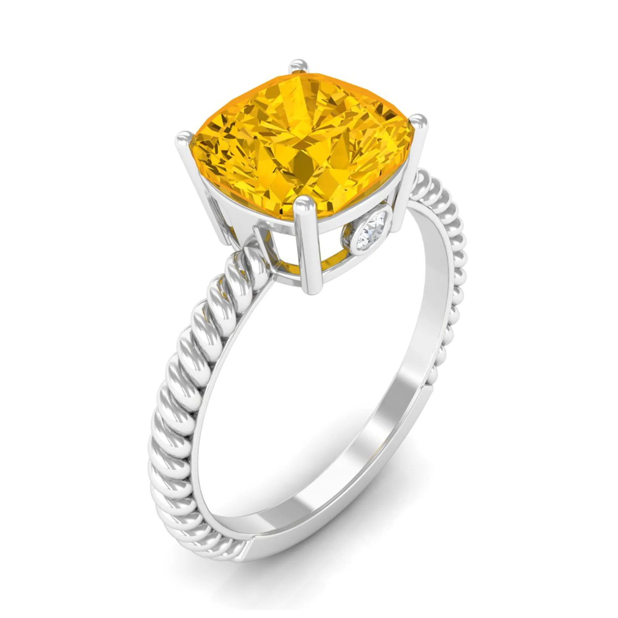 Created Yellow Sapphire Solitaire Engagement Ring