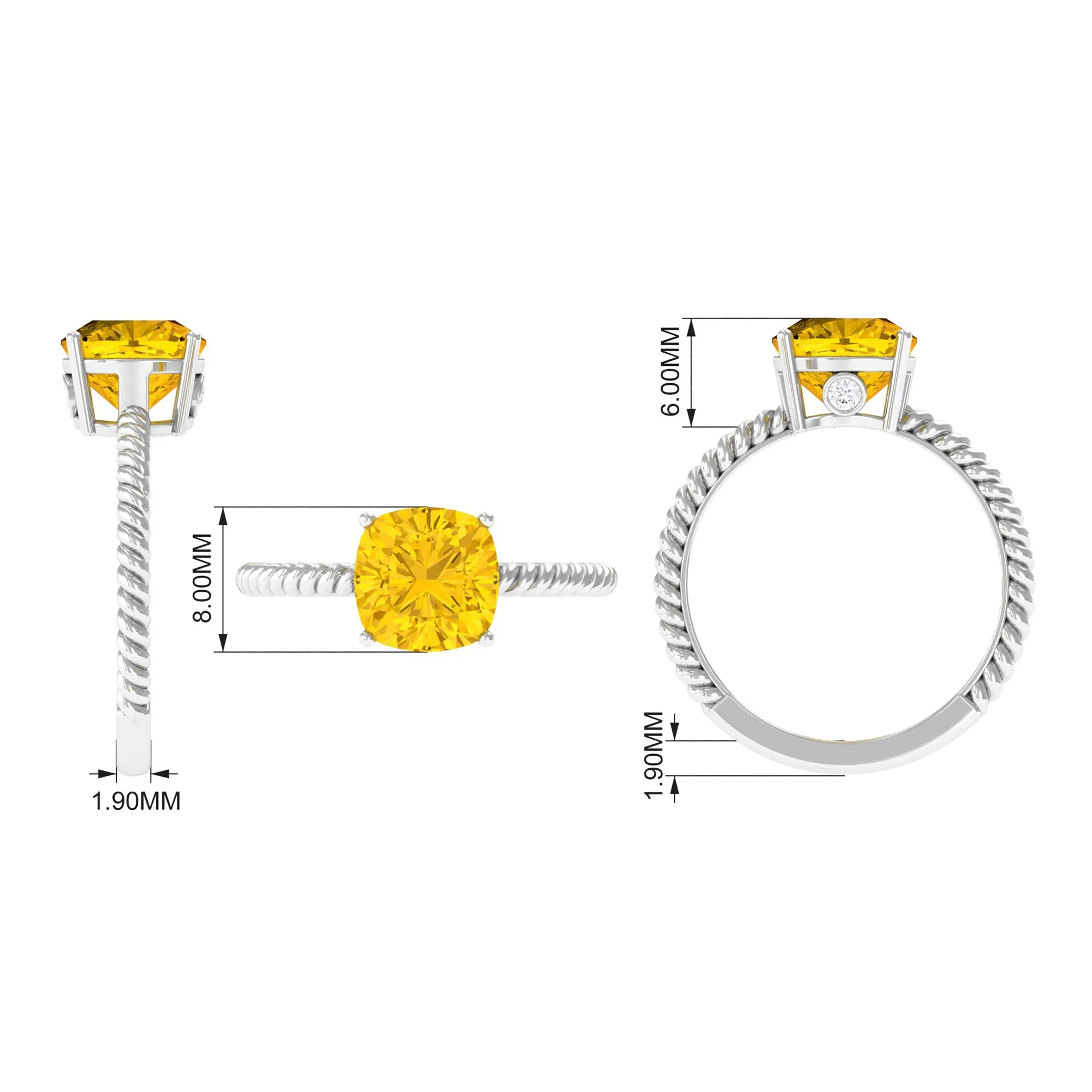 Created Yellow Sapphire Solitaire Engagement Ring