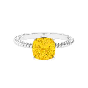 Created Yellow Sapphire Solitaire Engagement Ring