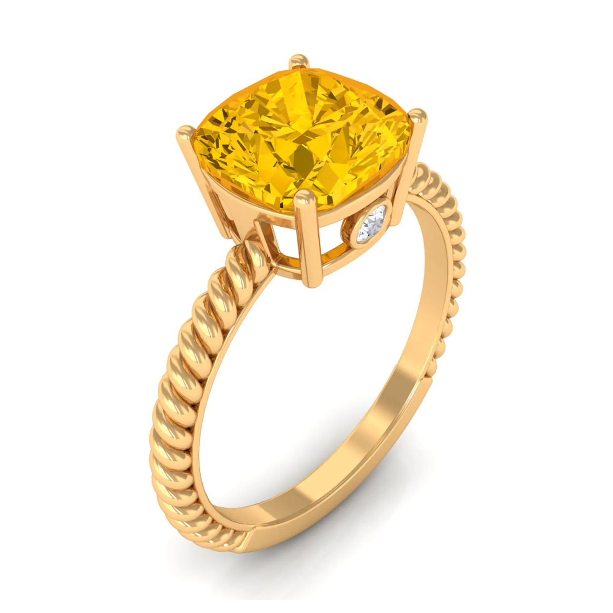 Created Yellow Sapphire Solitaire Engagement Ring