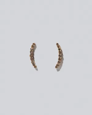 Crescent Ear Climber Stud Earrings - Cognac Diamond