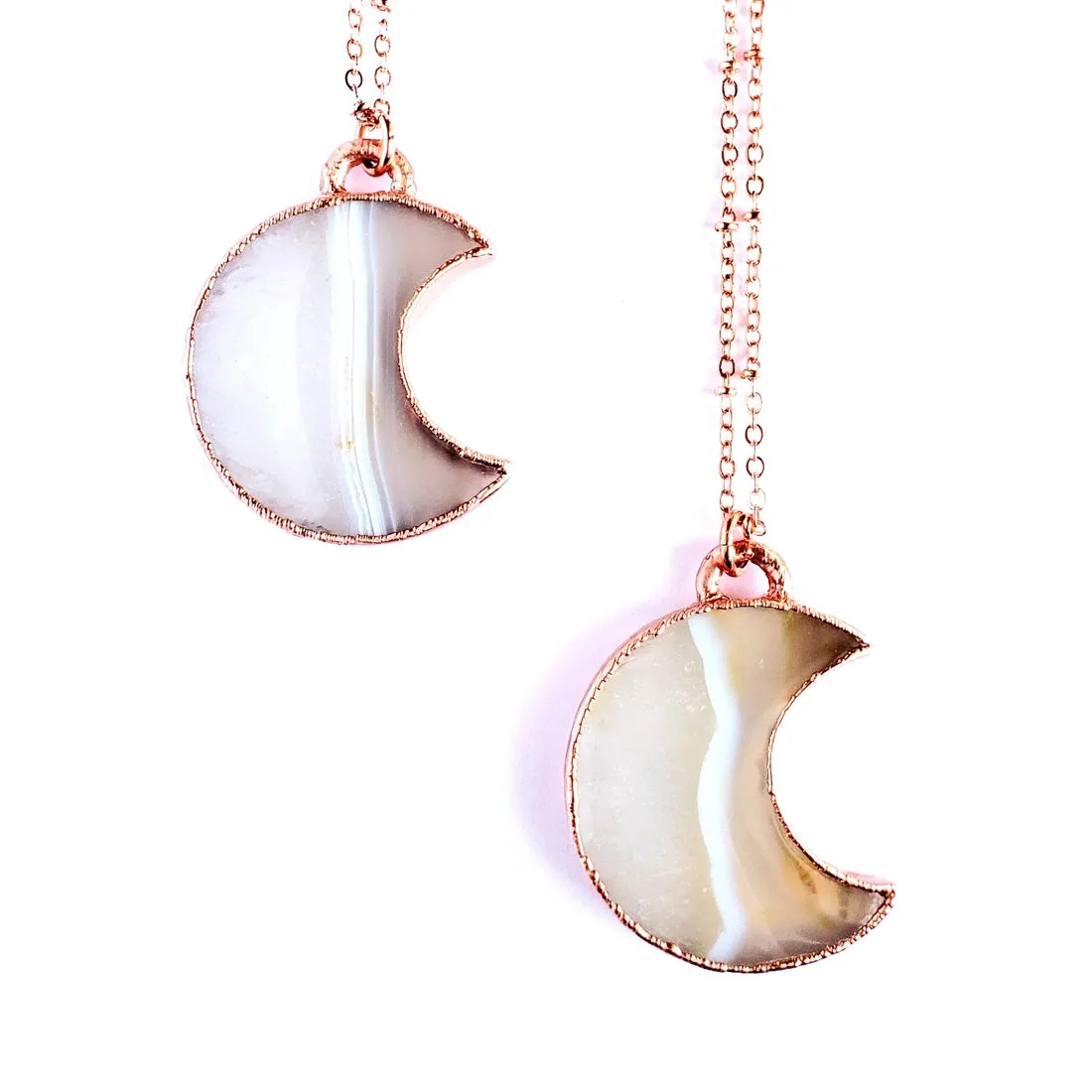 Crystalline Agate Moon Necklace