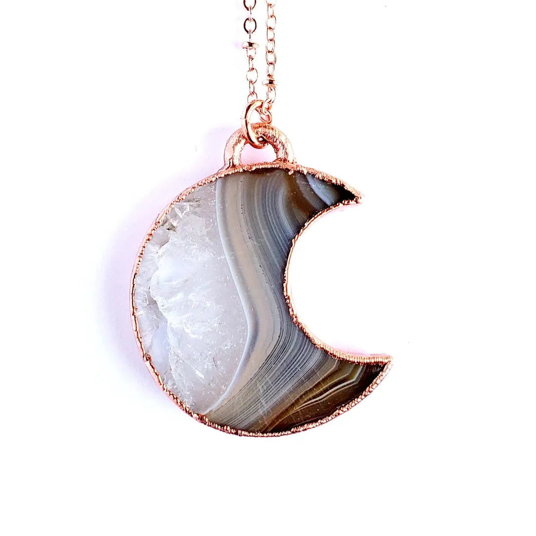 Crystalline Agate Moon Necklace