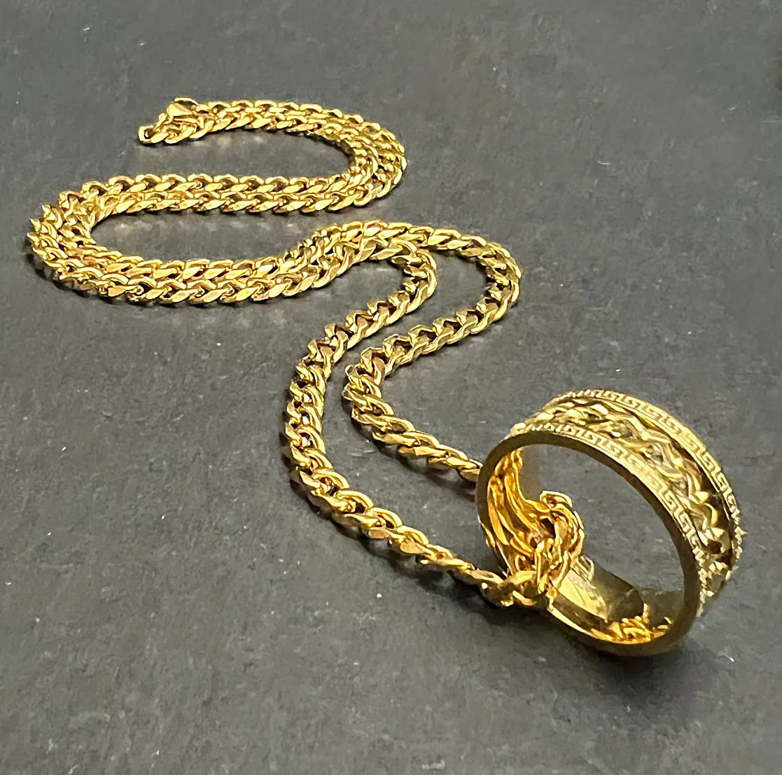 Cuban Link Chain & Spinner Ring Set