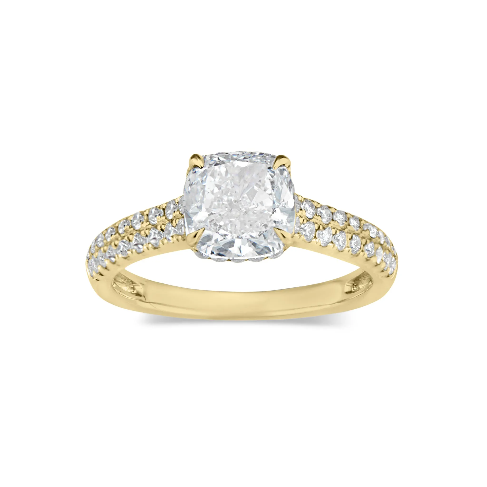 Cushion Hidden Halo Diamond Engagement Ring