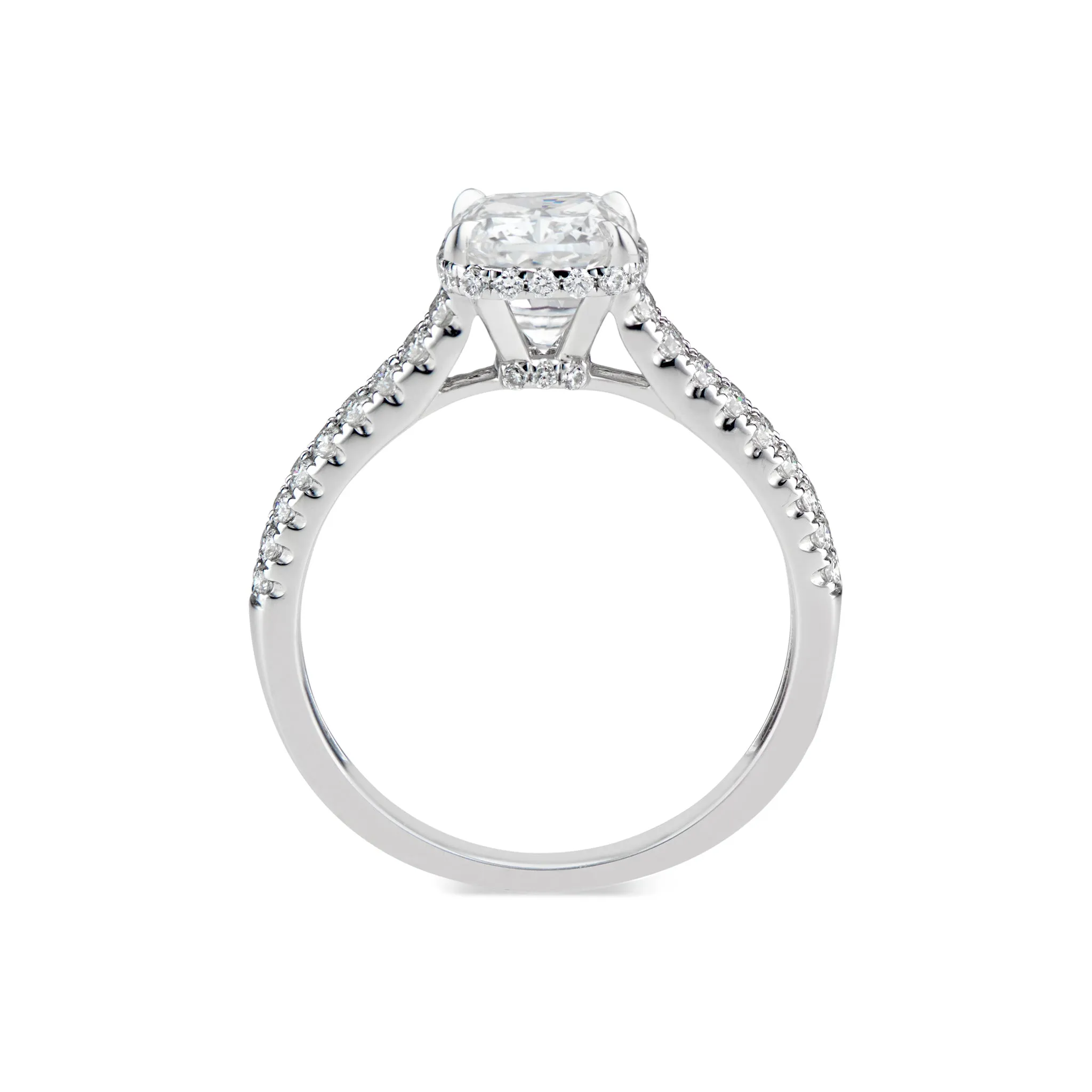 Cushion Hidden Halo Diamond Engagement Ring