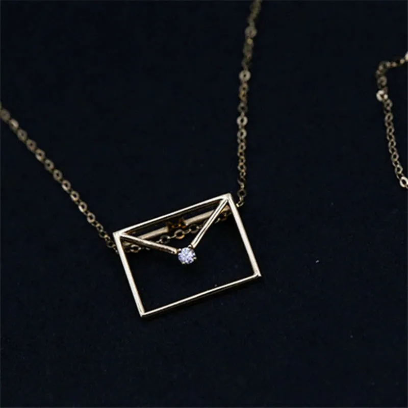 Dainty and Stylish Hollow Envelope Pendant Necklaces