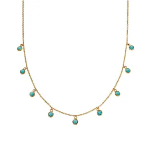 Daisy London Turquoise Charm Necklace, Gold