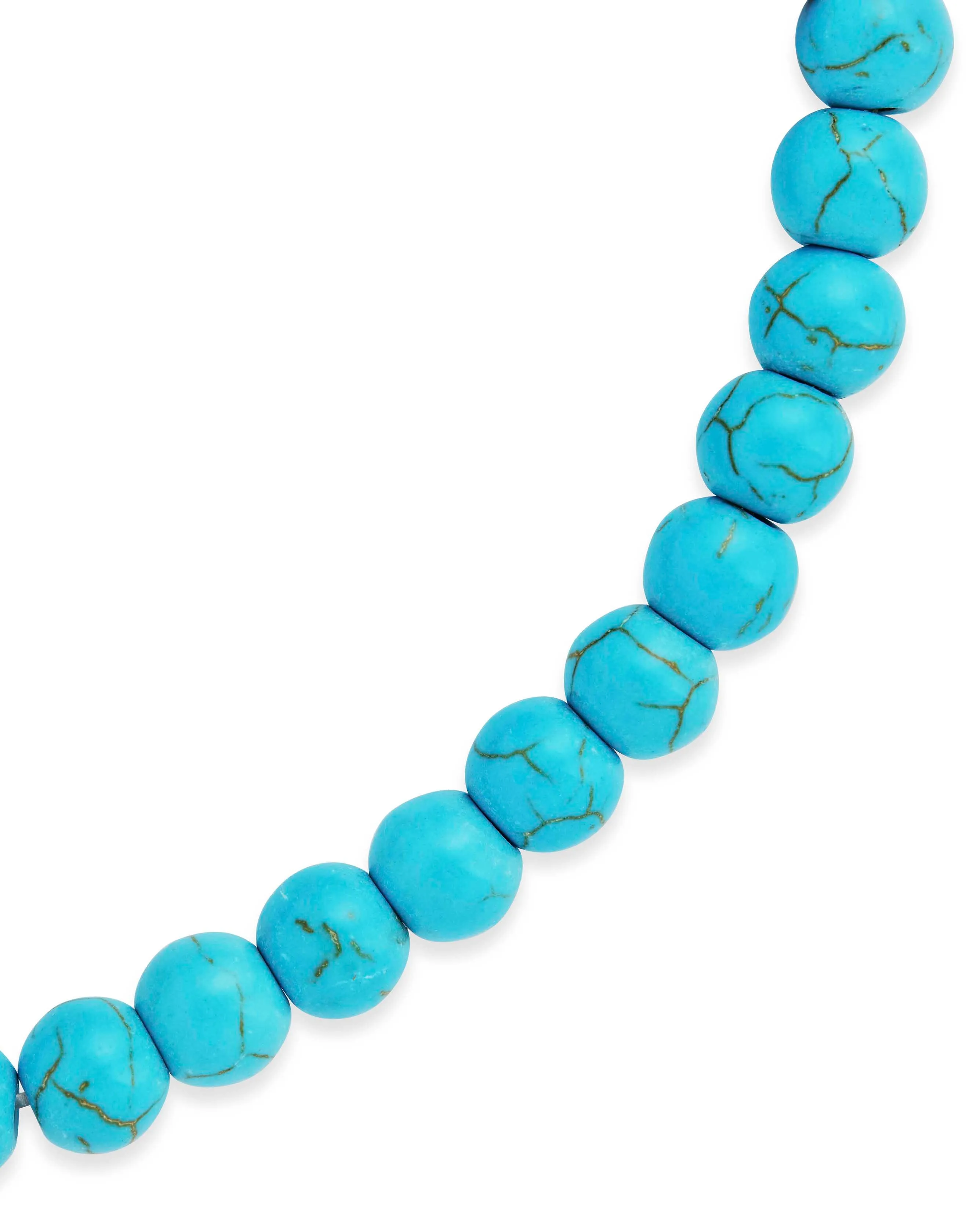 Dark Turquoise Beaded Stretch Bracelet