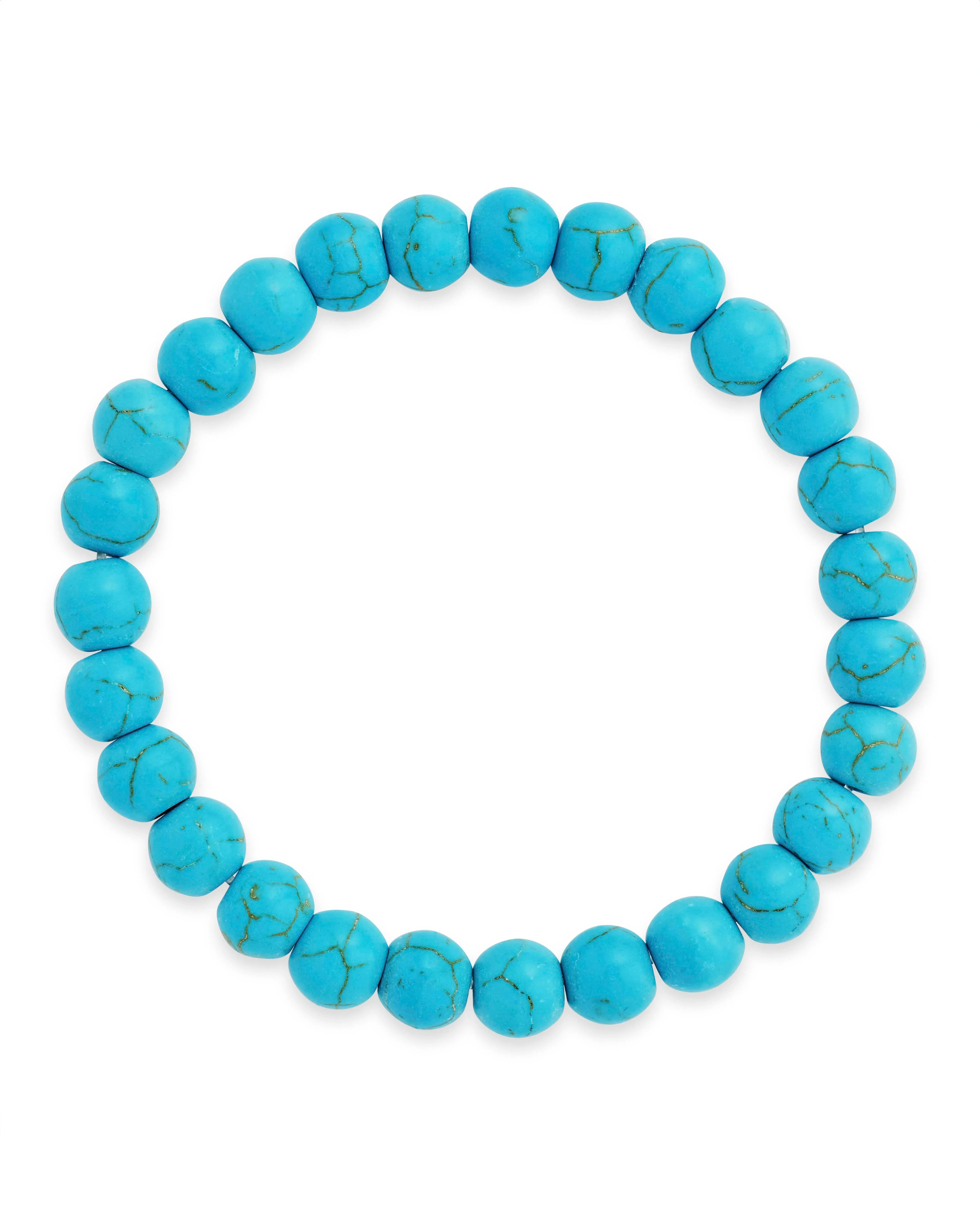 Dark Turquoise Beaded Stretch Bracelet