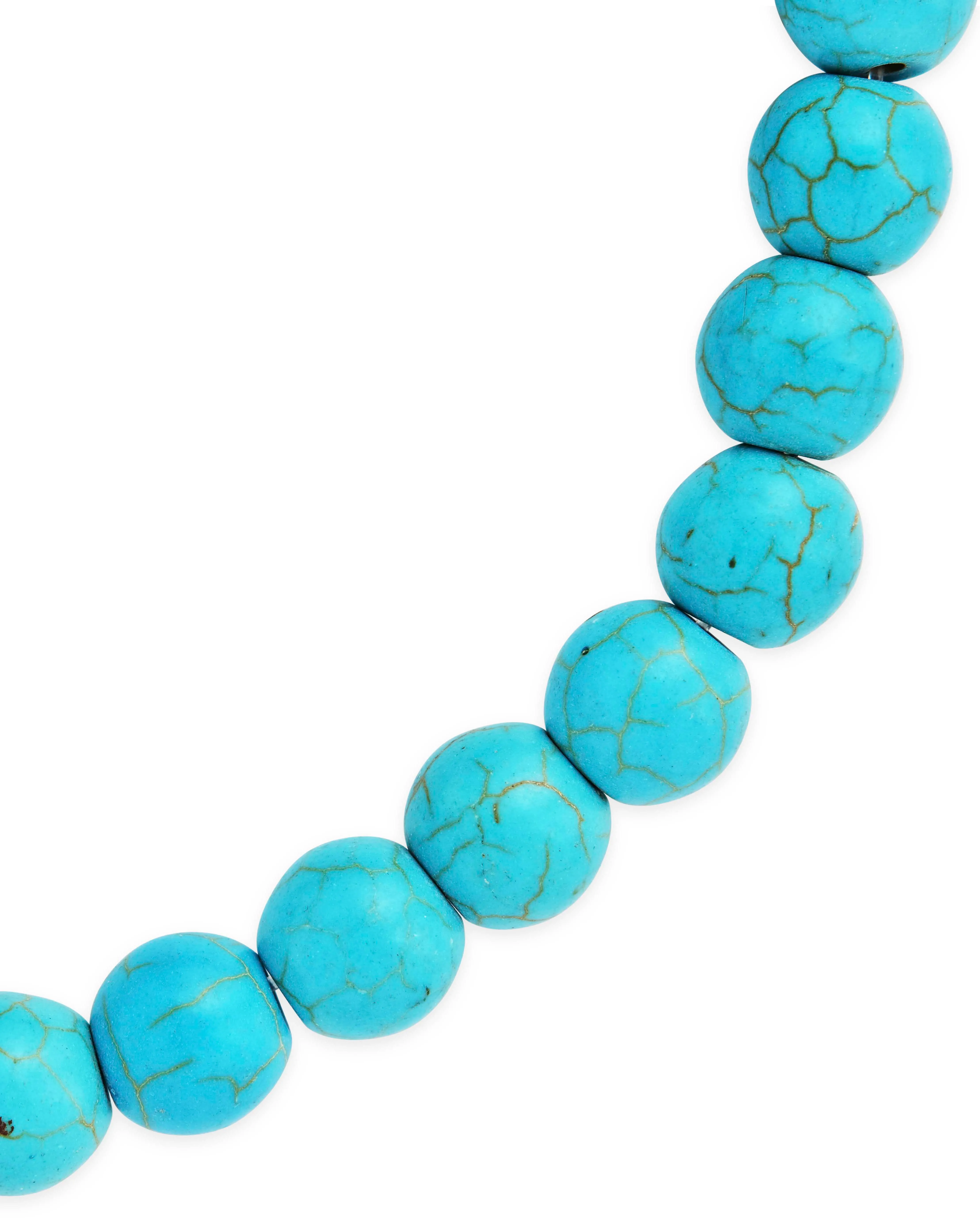 Dark Turquoise Beaded Stretch Bracelet