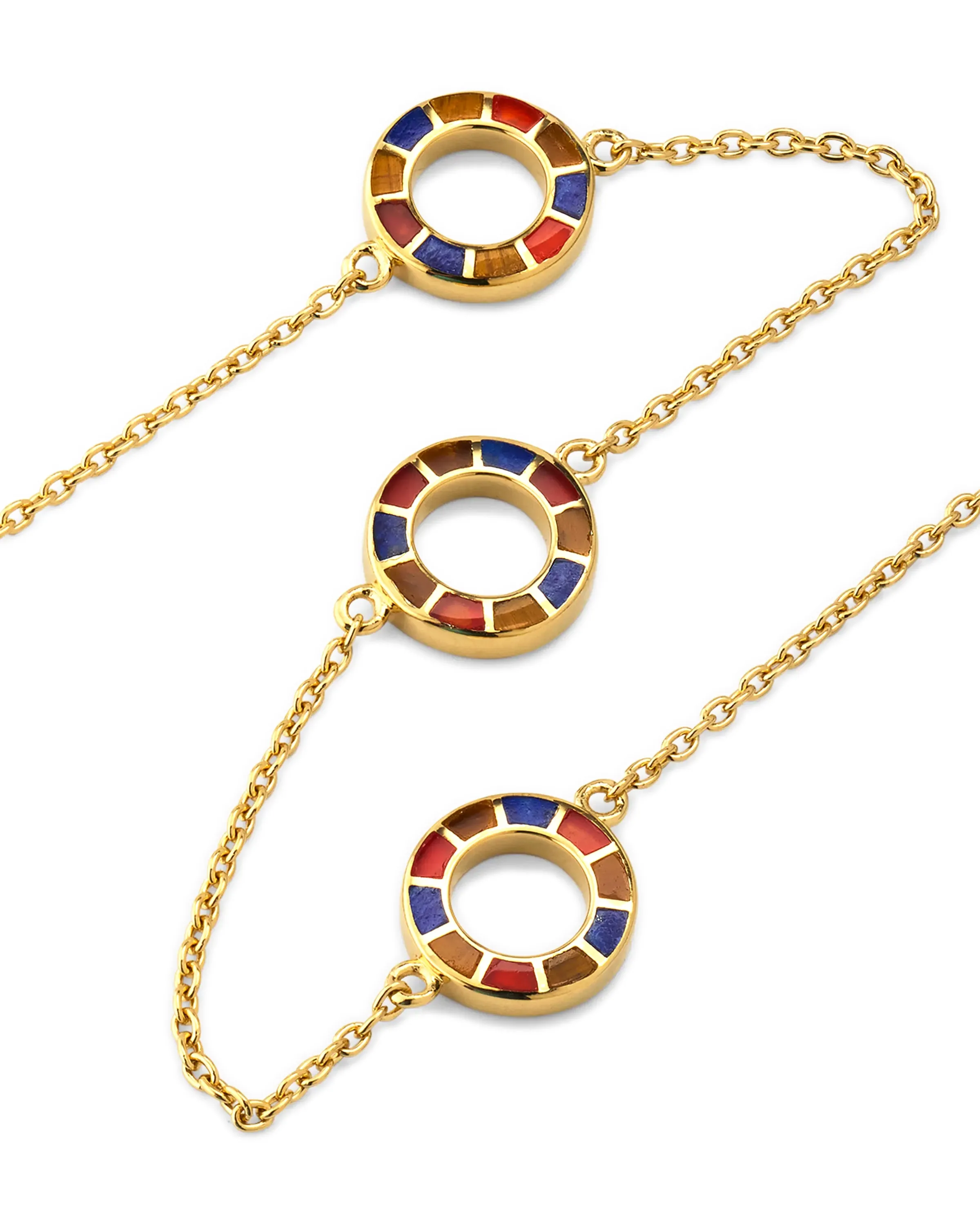 Dash Circle Triple Station Gold Vermeil Sterling Necklace