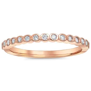 Diamond Bezel Thin Wedding Ring, 14kt Rose Gold