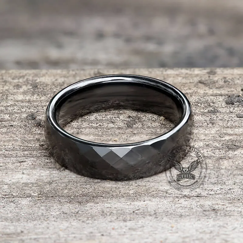 Diamond Faceted Engagement Ceramic Ring