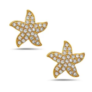 Diamond Micro Pave Starfish Stud Earrings