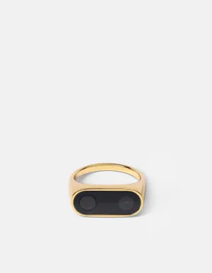 Dual Camera Signet Ring, 14k Gold