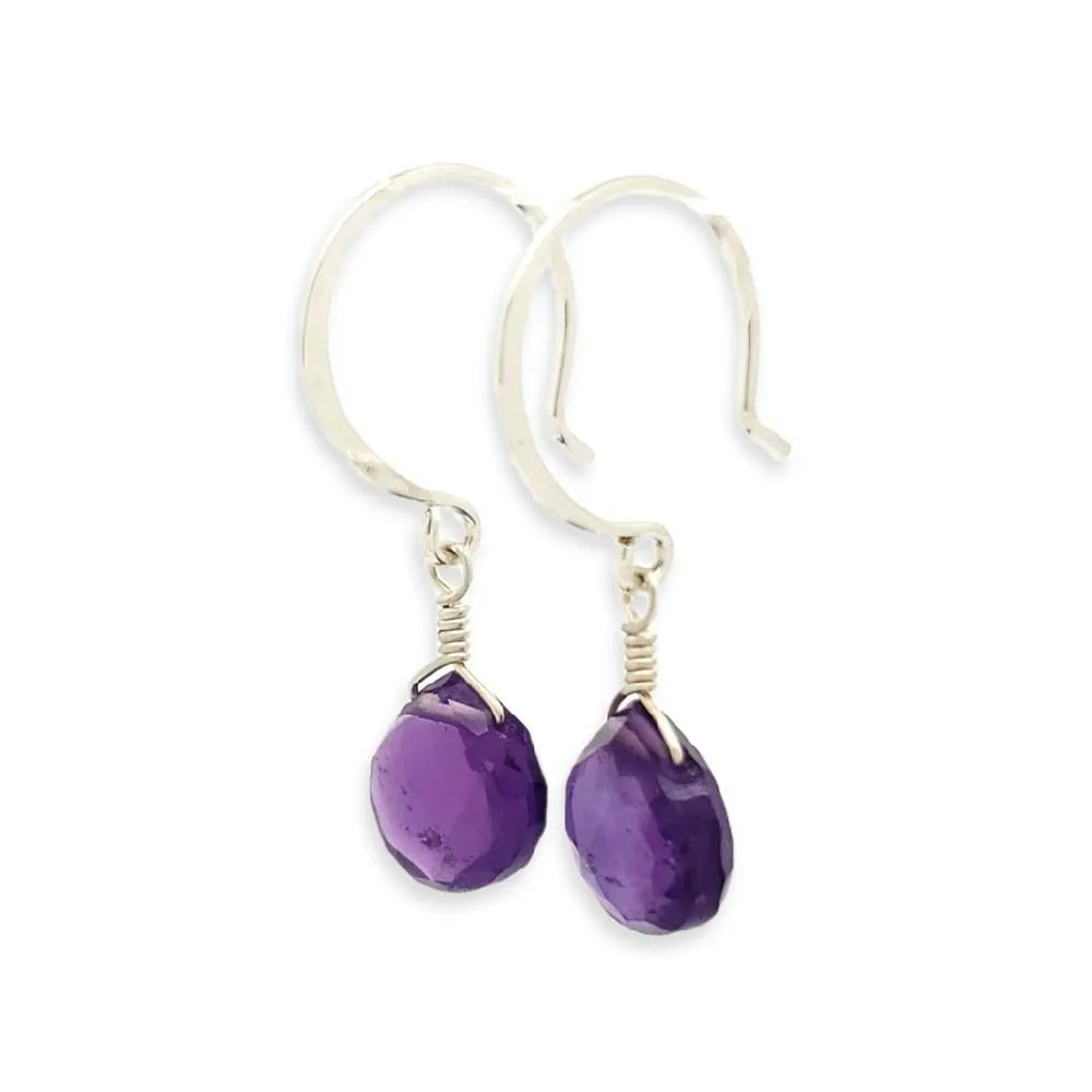 Earrings - Passiflora Amethyst Gemstone Drops Sterling by Foamy Wader