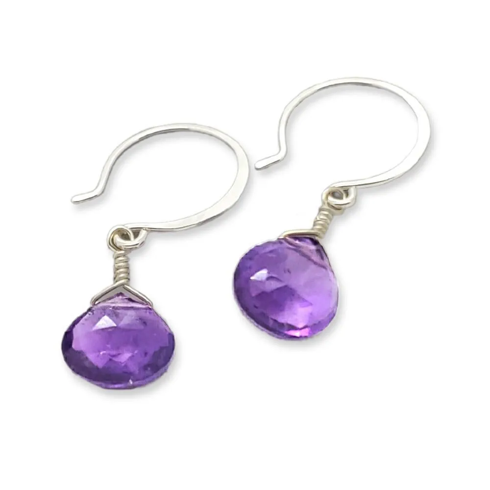 Earrings - Passiflora Amethyst Gemstone Drops Sterling by Foamy Wader