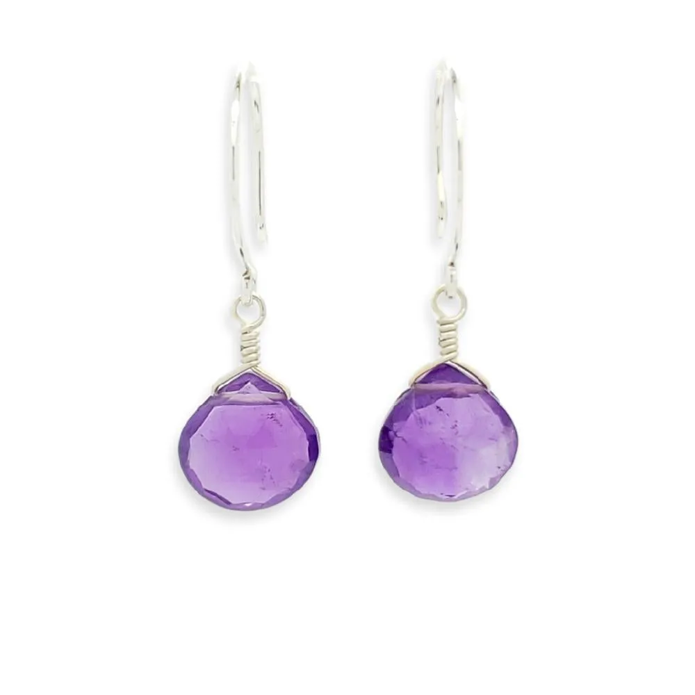 Earrings - Passiflora Amethyst Gemstone Drops Sterling by Foamy Wader