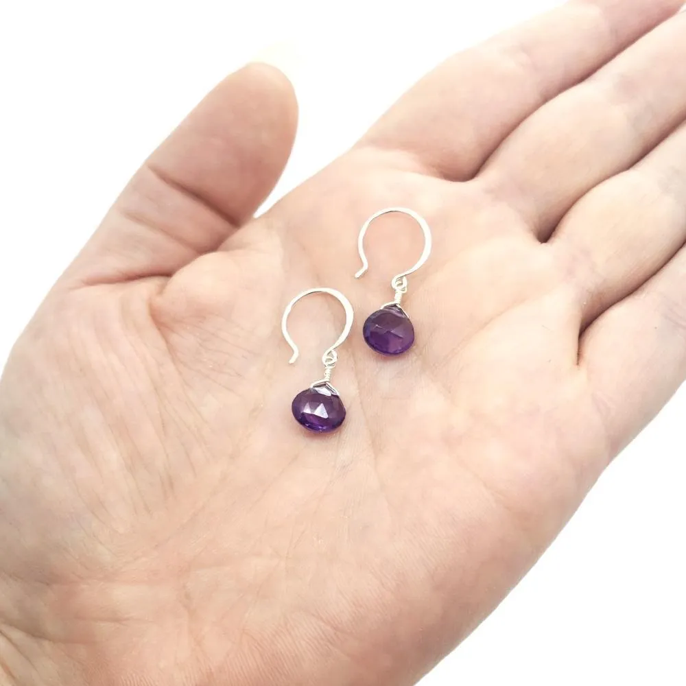 Earrings - Passiflora Amethyst Gemstone Drops Sterling by Foamy Wader