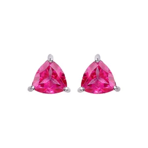 Earrings - Pink Topaz Trillion Studs