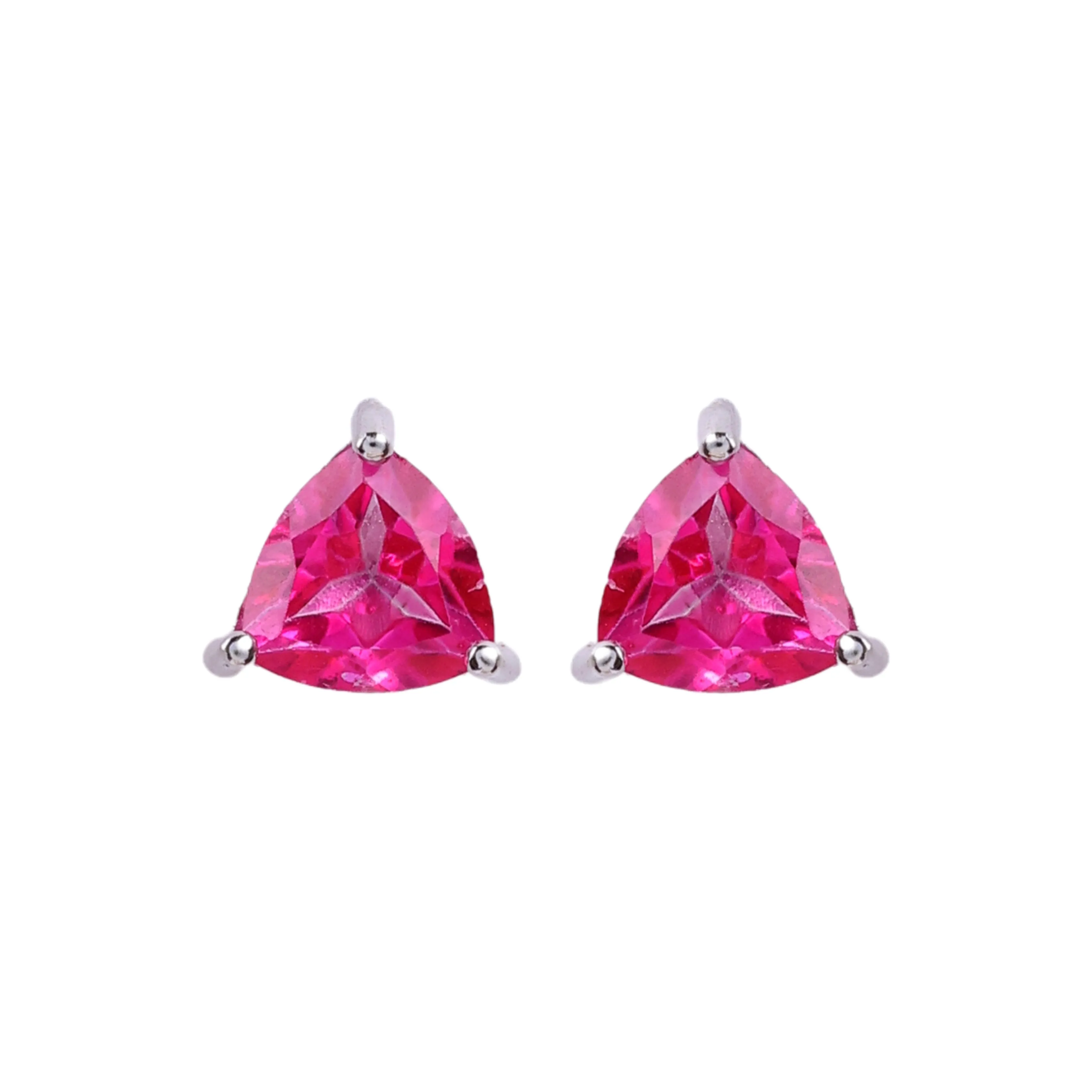 Earrings - Pink Topaz Trillion Studs