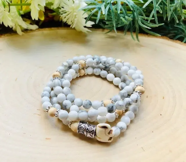 Energy Stone Wrap Bracelet/ Necklace (Howlite)