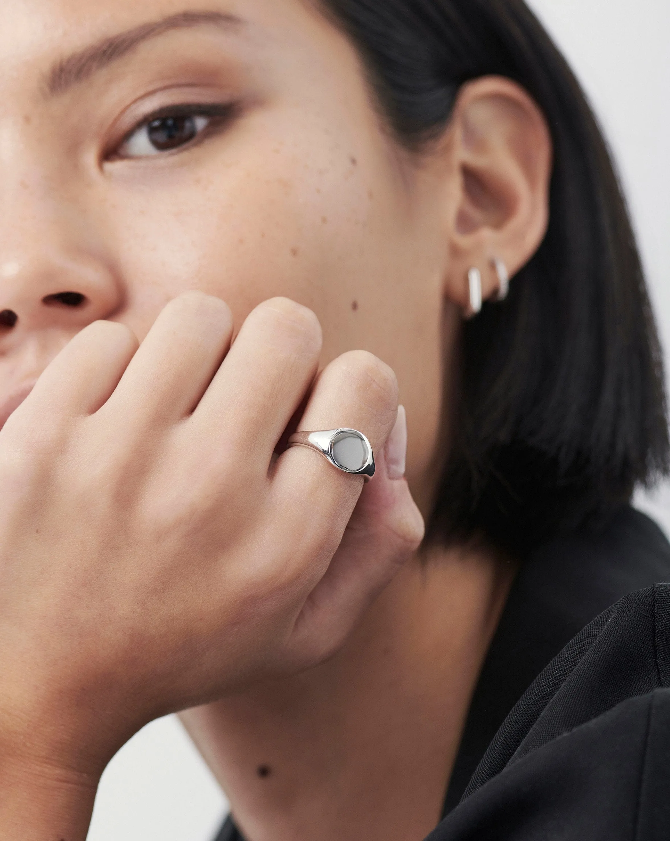 Engravable Round Signet Ring | Sterling Silver