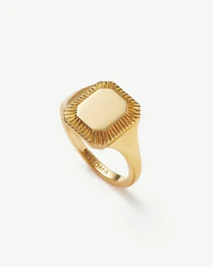 Engravable Square Ridge Signet Ring | 18k Gold Vermeil