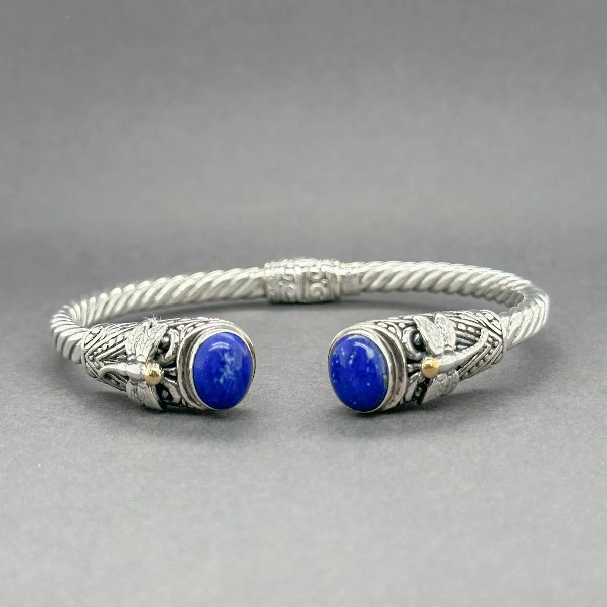 Estate Samuel Benham SS Lapis Lazuli Dragonfly Cuff Bracelet