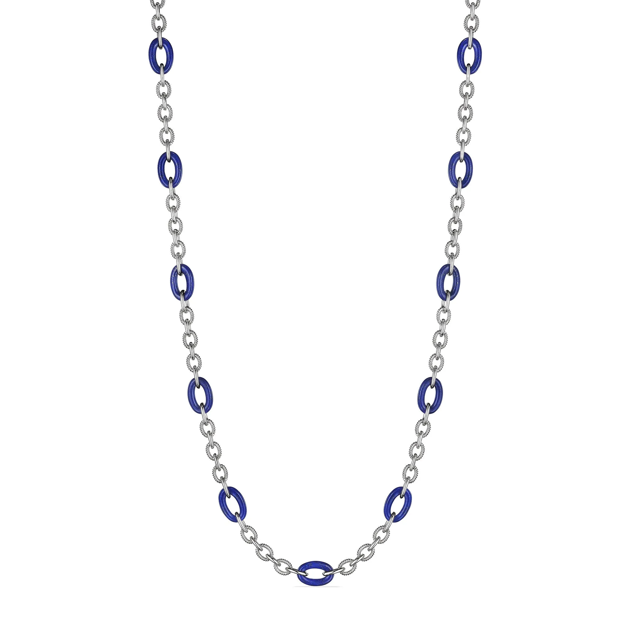 Eternity Long Signature Link Necklace with Lapis