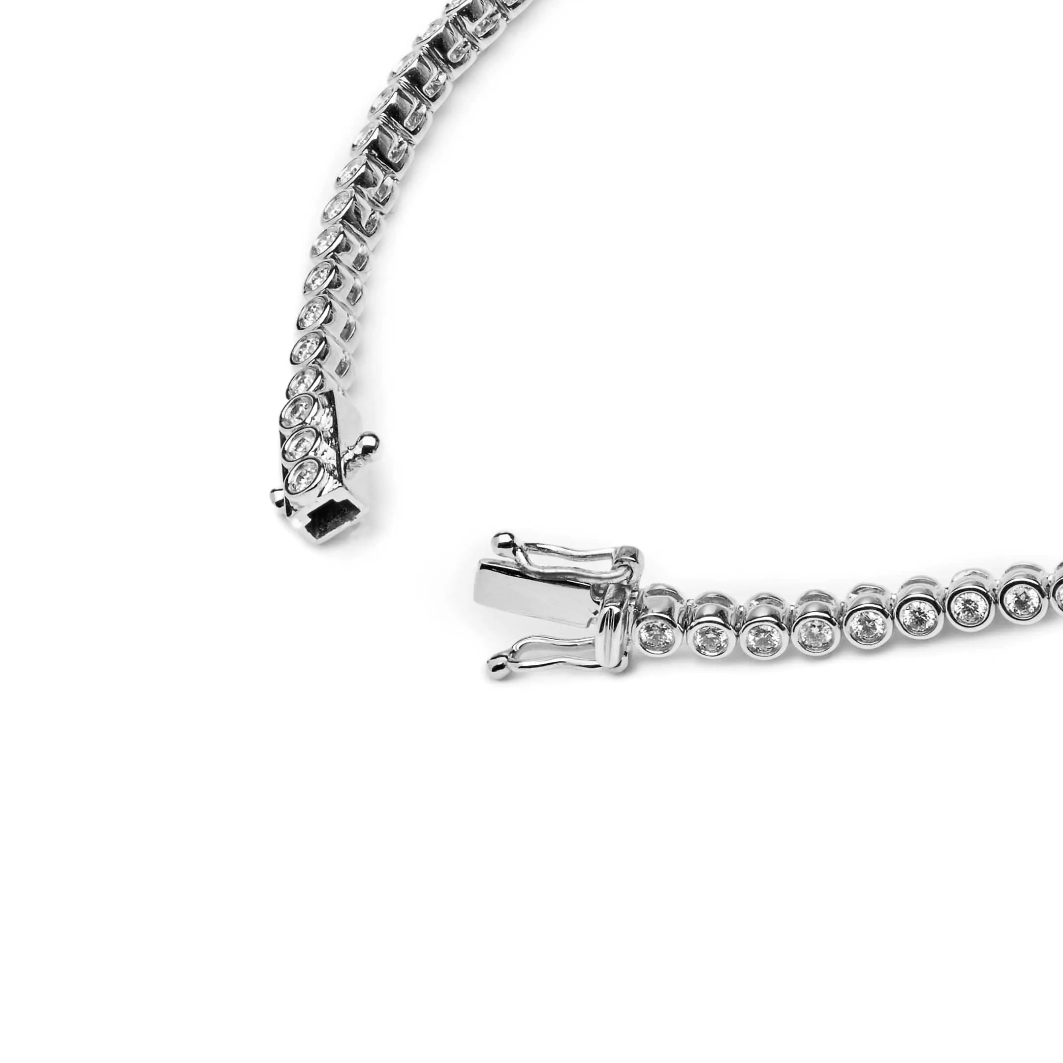 Evil Eye Baguette and Round Diamond White Gold Bracelet