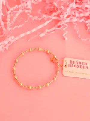 Extended June Gold Fluted Beaded Bracelet