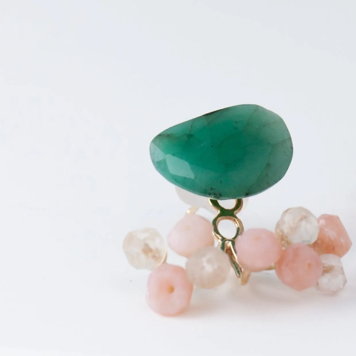 Fairy emerald and pink stone earrings