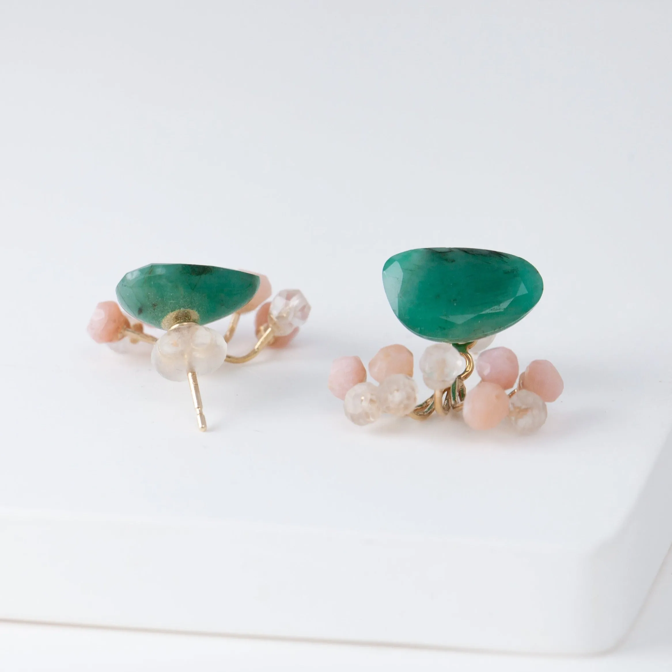 Fairy emerald and pink stone earrings