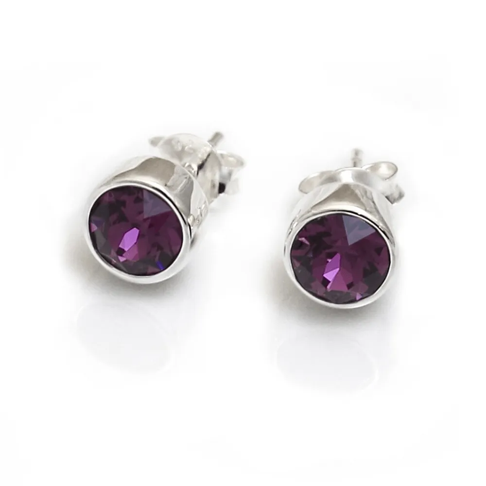 February Birthstone Earrings - Amethyst Crystal