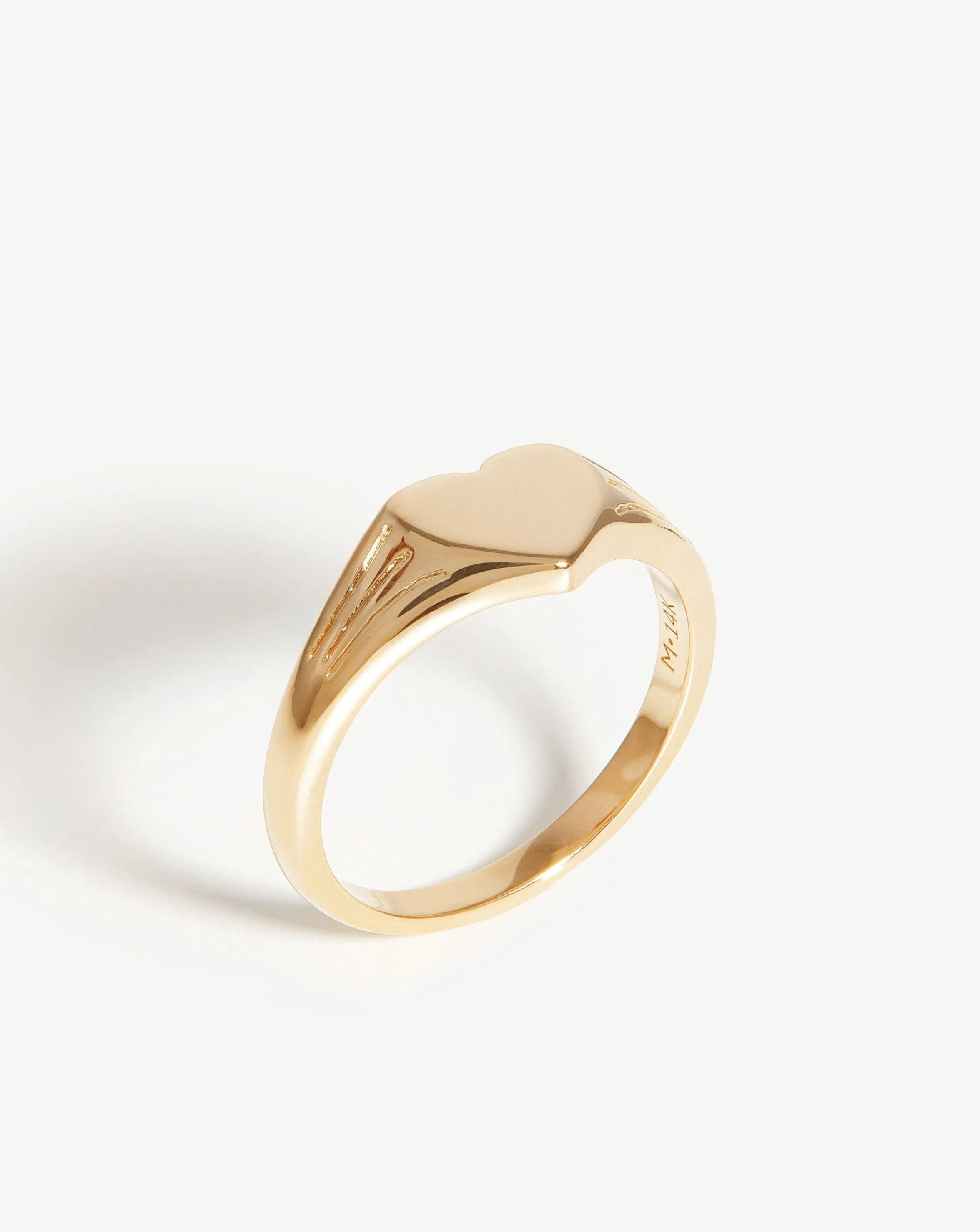 Fine Engravable Heart Signet Ring | 14k Solid Gold