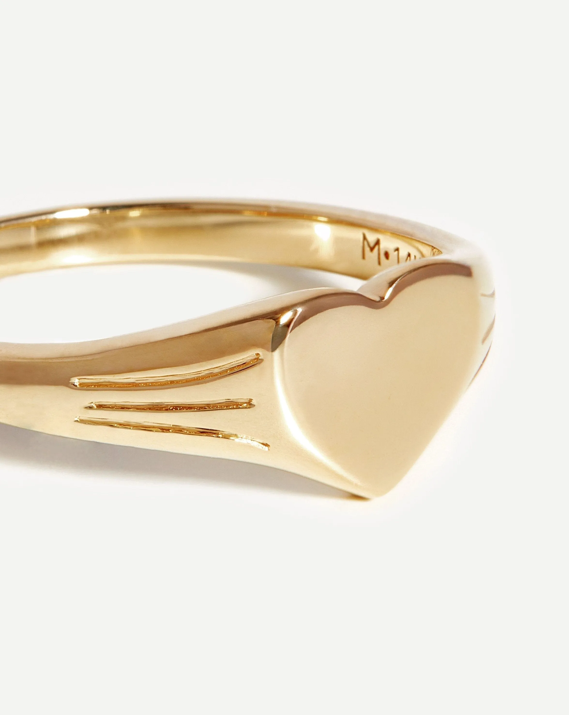 Fine Engravable Heart Signet Ring | 14k Solid Gold