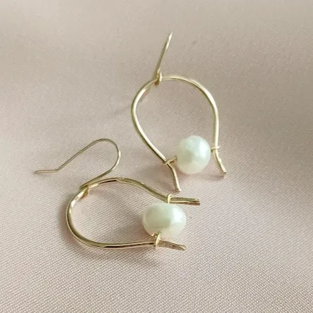 Freshwater Pearl Hoops Gold Filled