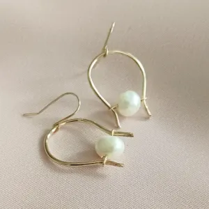 Freshwater Pearl Hoops Gold Filled