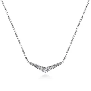 Gabriel & Co. 14K White Gold Curved Diamond Bar Necklace NK5568W45JJ