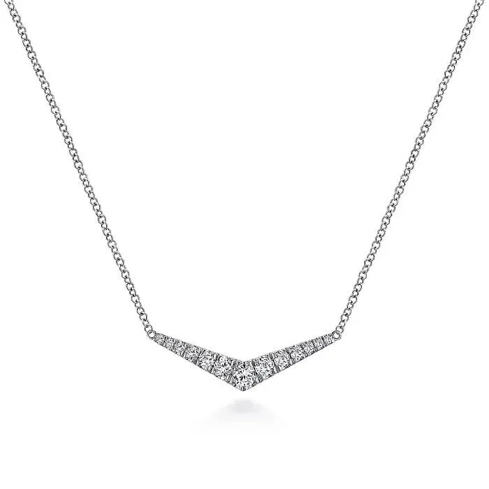 Gabriel & Co. 14K White Gold Curved Diamond Bar Necklace NK5568W45JJ