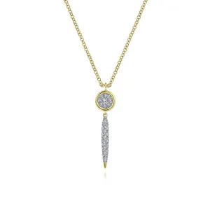 Gabriel & Co. Round Cluster Diamond and Spike Drop Pendant Necklace