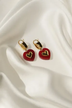 Garnet Heart Earrings